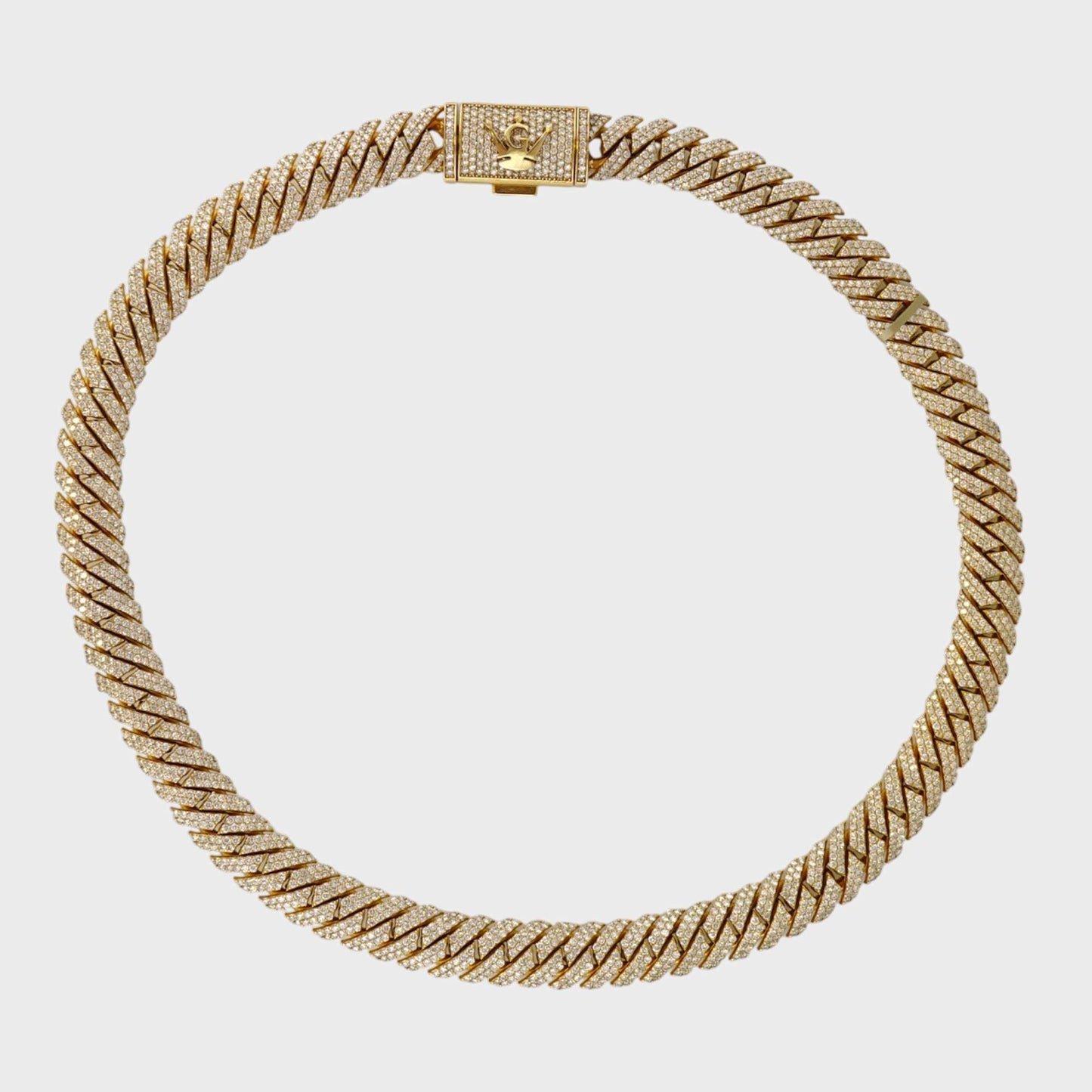 10k Yellow Gold Full Diamond Prong Setting Chain image 2