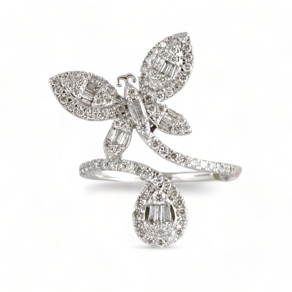 14k White Gold Diamond Butterfly Ring image 2