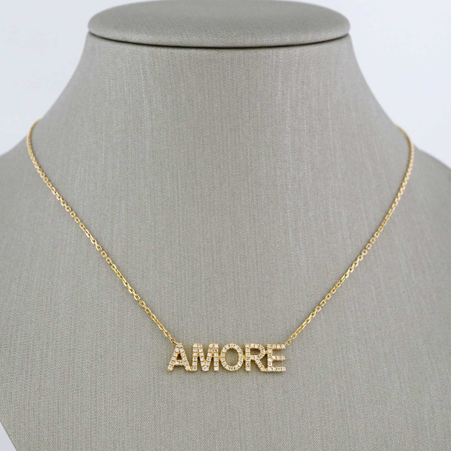 14k Yellow Gold Diamond Amore Pendant Chain image 0