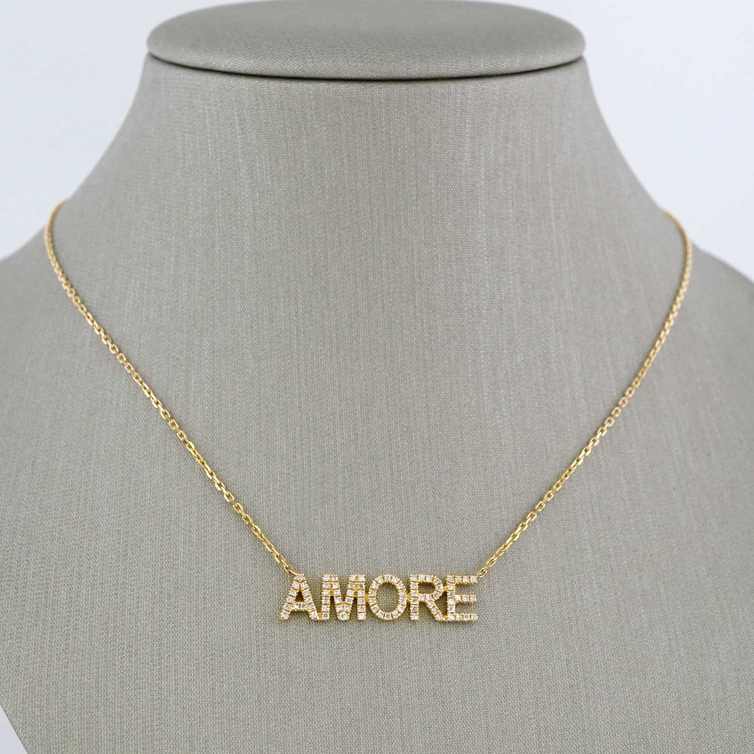 14k Yellow Gold Diamond Amore Pendant Chain image 0