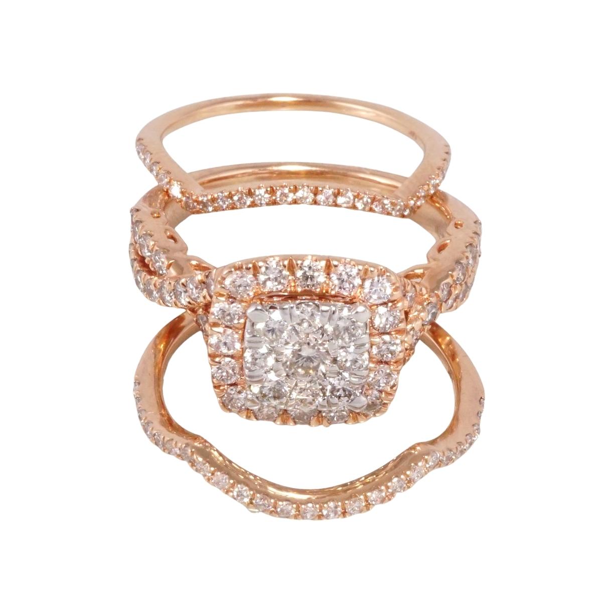 14k Rose Gold Diamond Trio Wedding Ring image 2