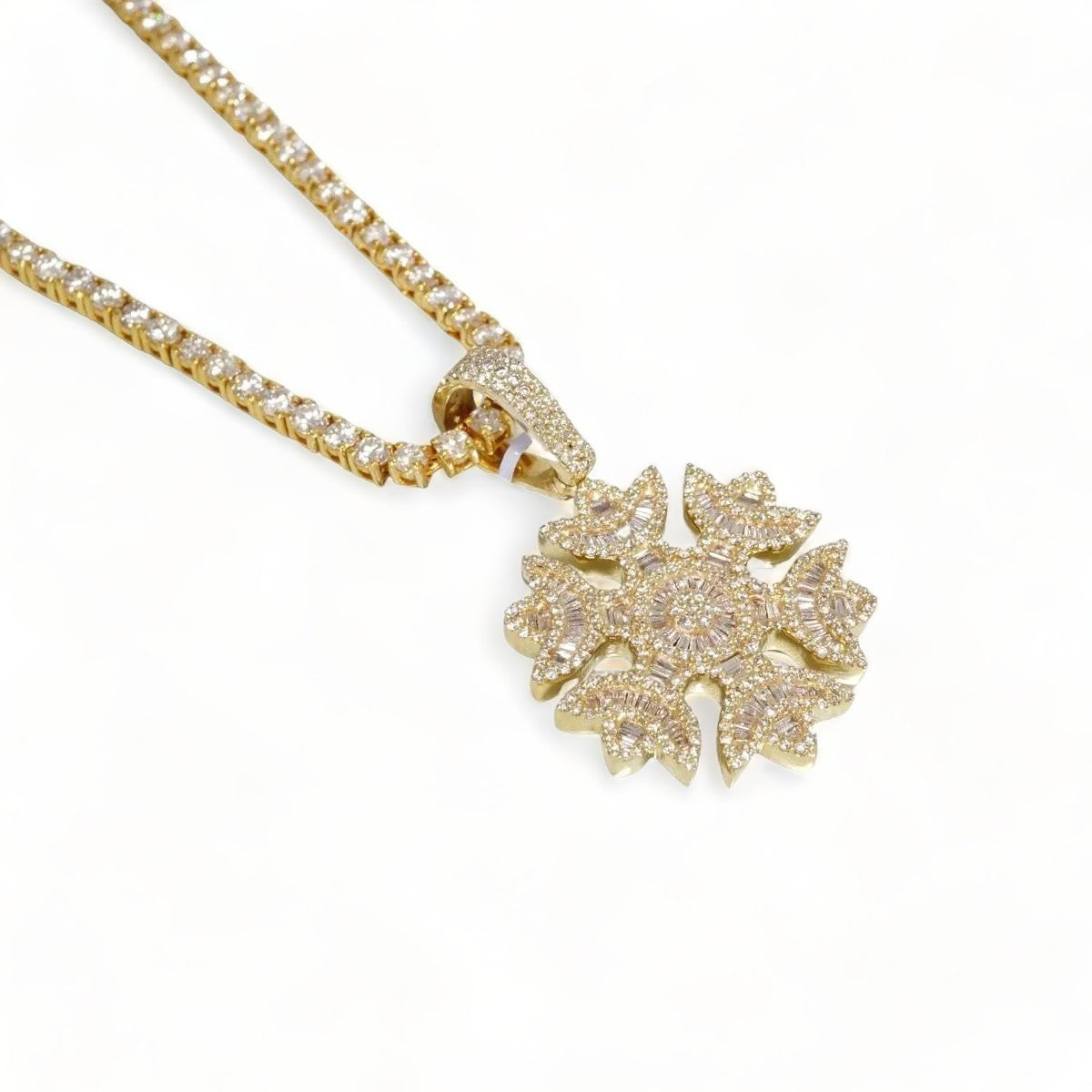 14k Yellow Gold Tennis Diamond Pendant image 0