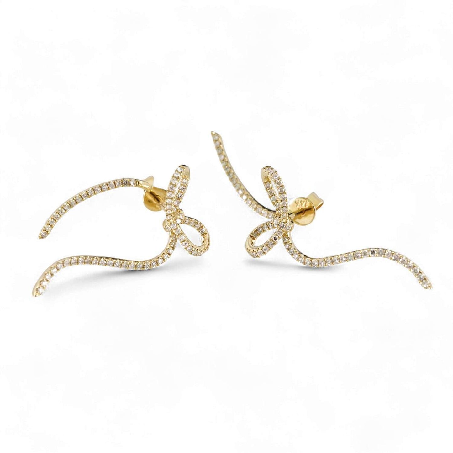 Diamond Ribbon Studs in 14k Yellow Gold image 0