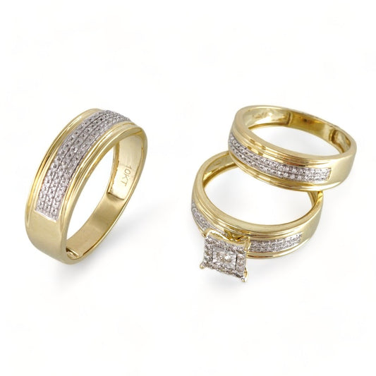 10k Yellow Gold Diamond Trio Ring Set image 0