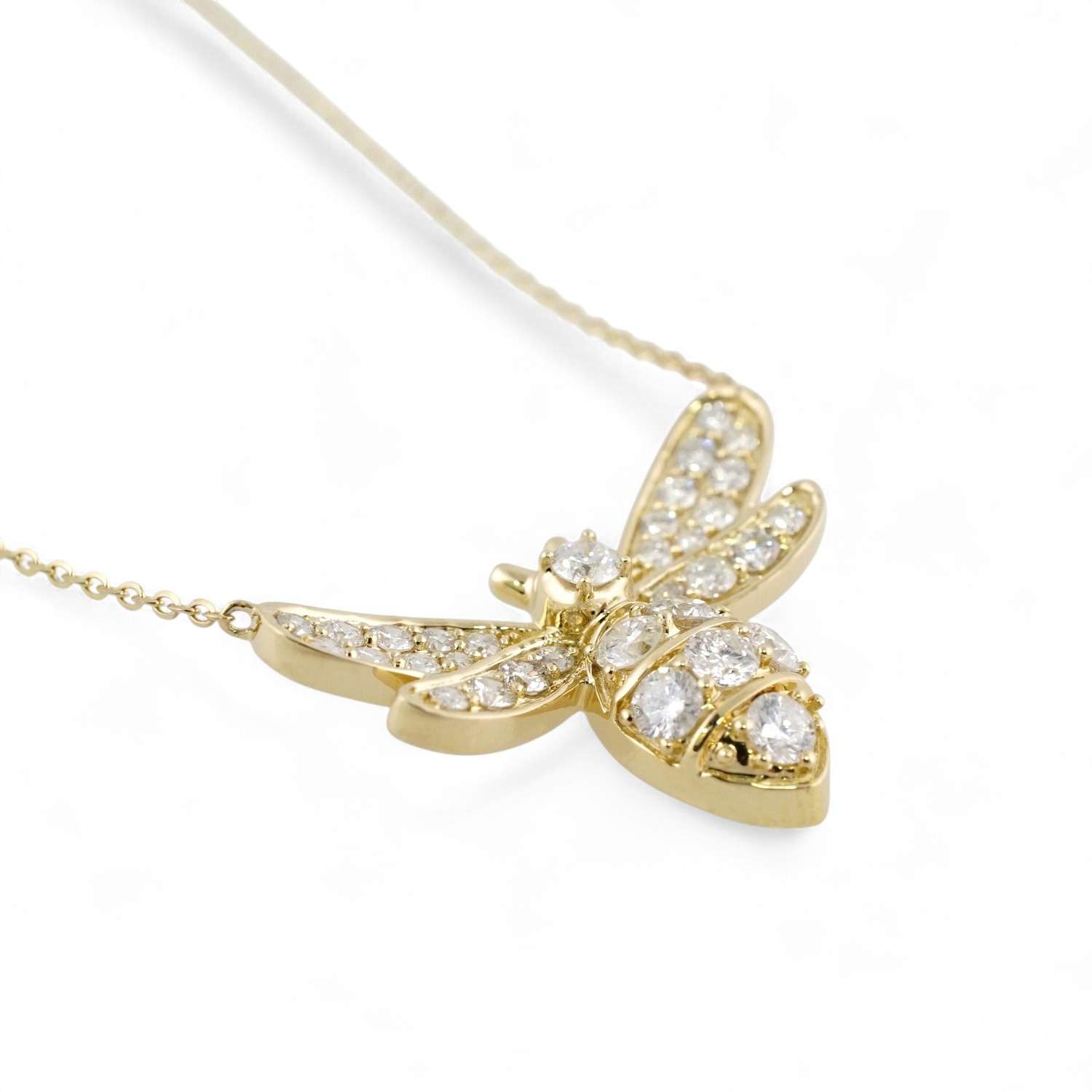 14k Yellow Gold Diamond Bee Pendant Chain image 2