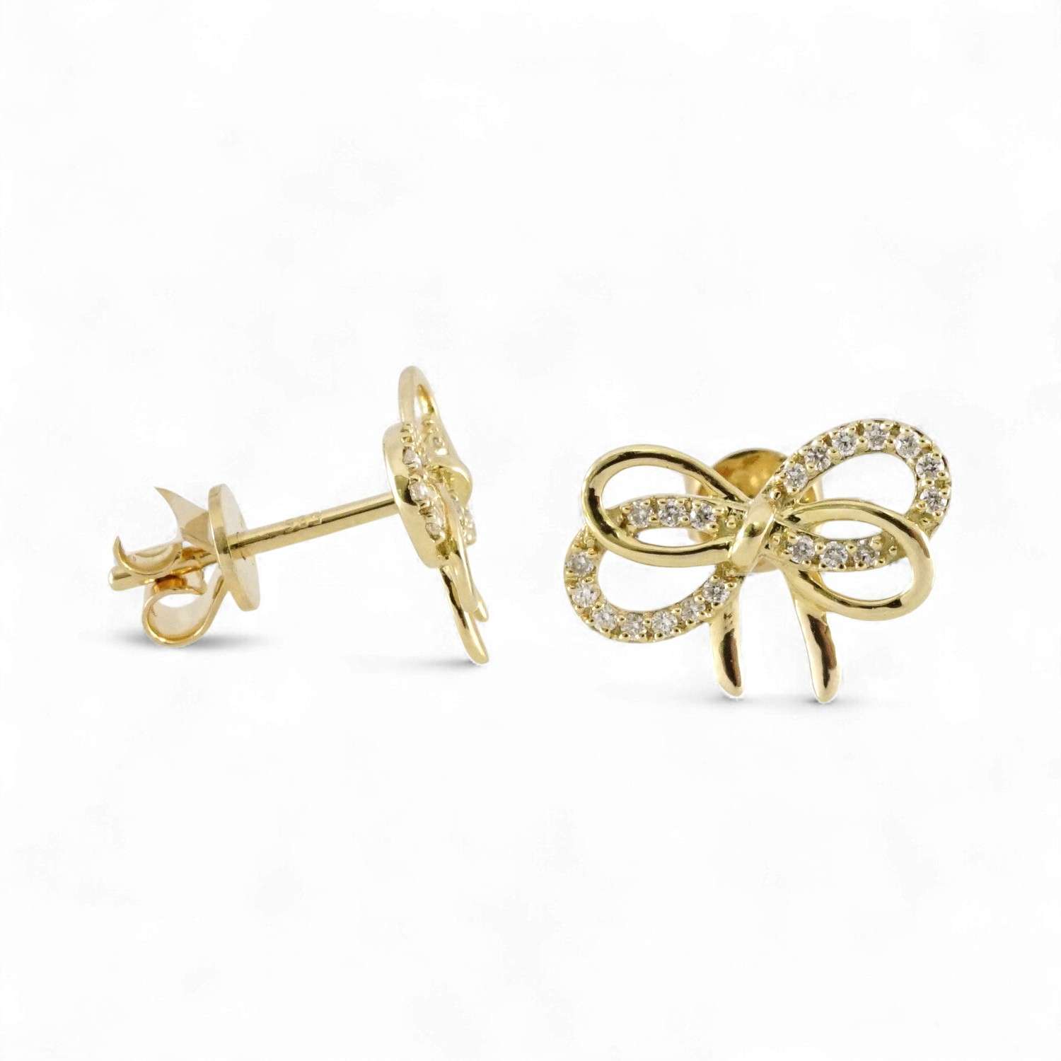 14k Yellow Gold Diamond Ribbon Earring image 2