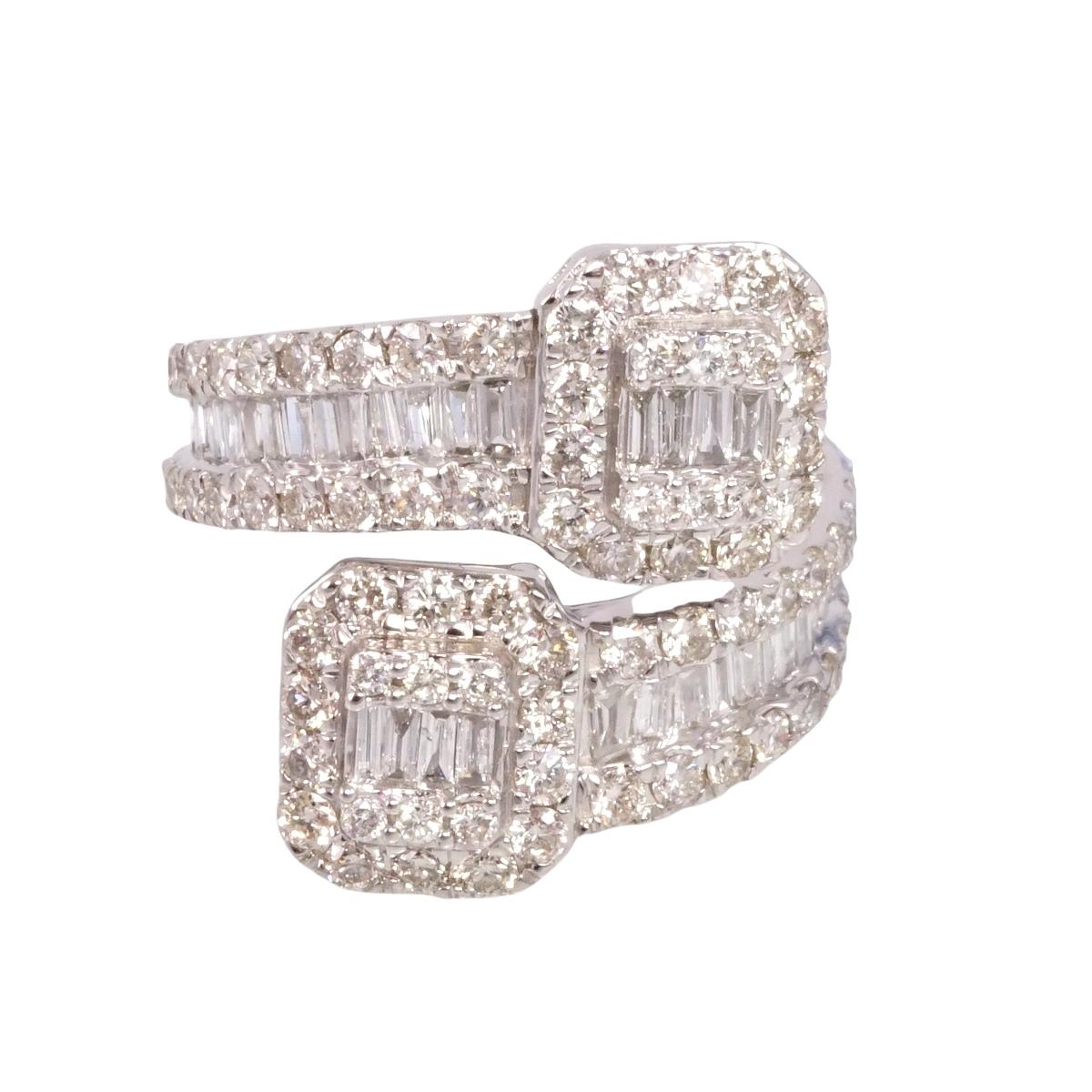 14k White Gold Diamond Double Square Ring image 2