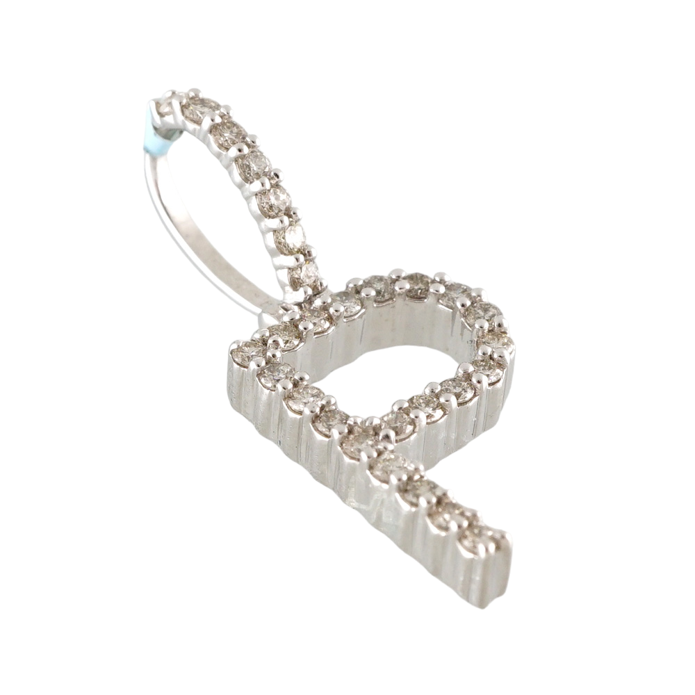 10k White Gold Diamond "P" Initial Pendant image 2