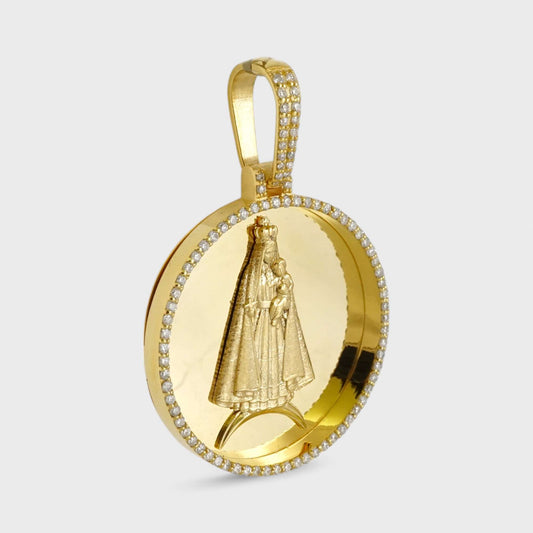 14k Yellow Gold Diamond Caridad Medal image 1