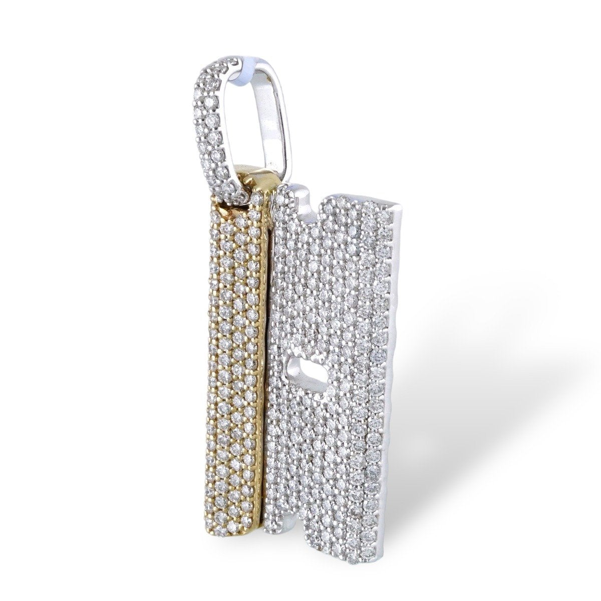 14k Gold Diamond Razor Pendant image 1