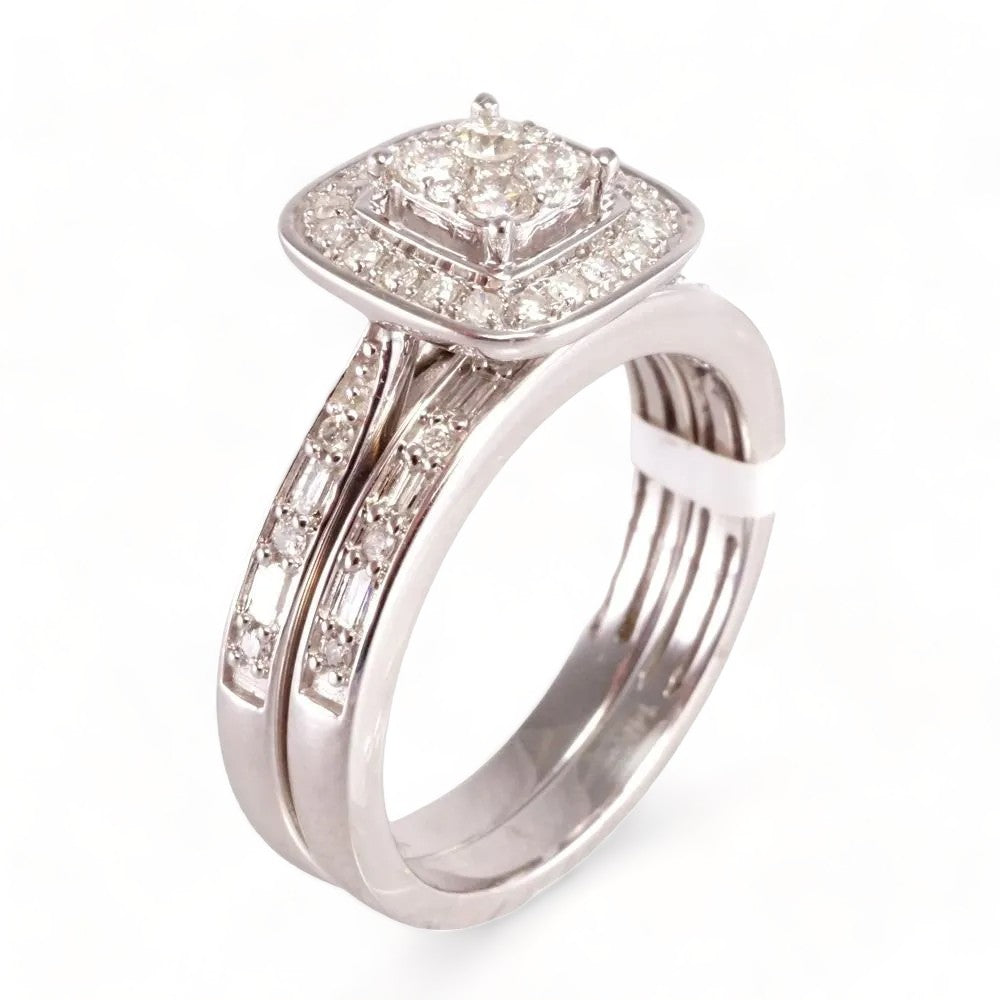 Diamond White Gold Engagement Duo Set Ring 14k image 0