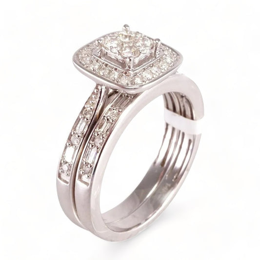 Diamond White Gold Engagement Duo Set Ring 14k image 0