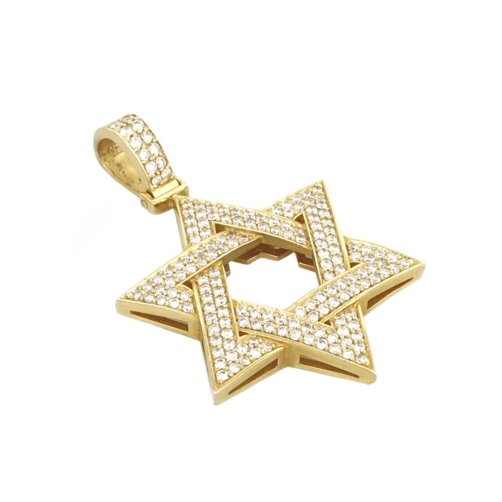 14k Gold David Star Diamond Pendant image 0