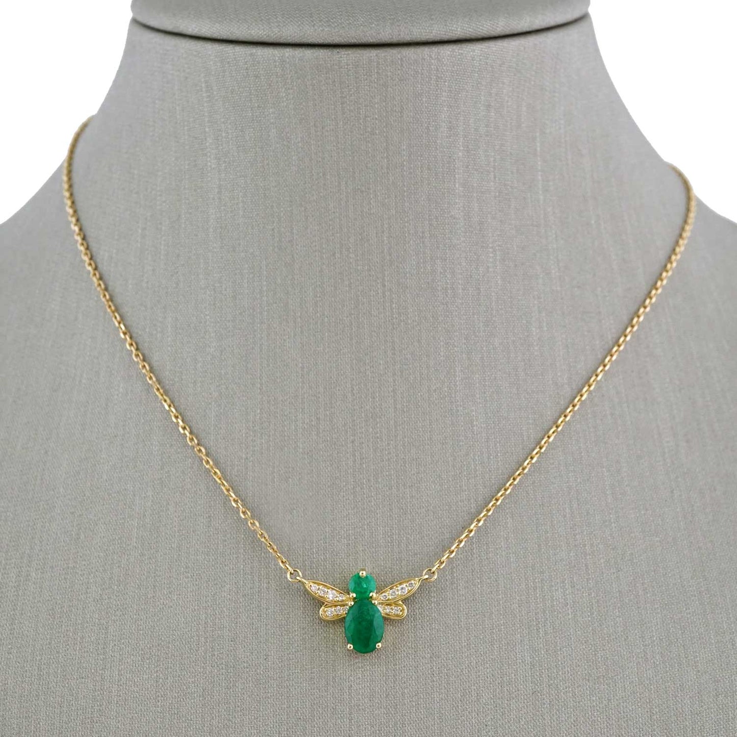 14k Yellow Gold Diamond Green Bee Chain image 0