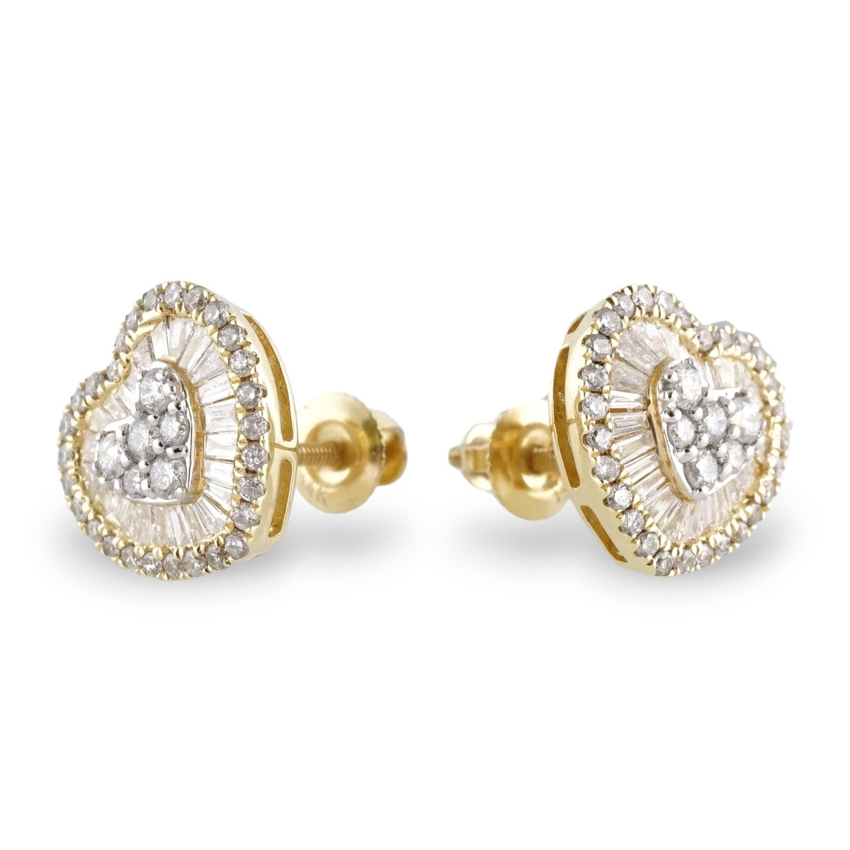 14k Gold Diamond Heart Stud Earrings image 2