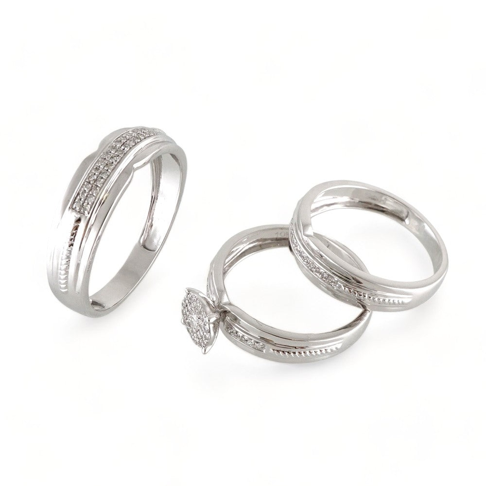 10k White Gold Diamond Trio Ring image 0