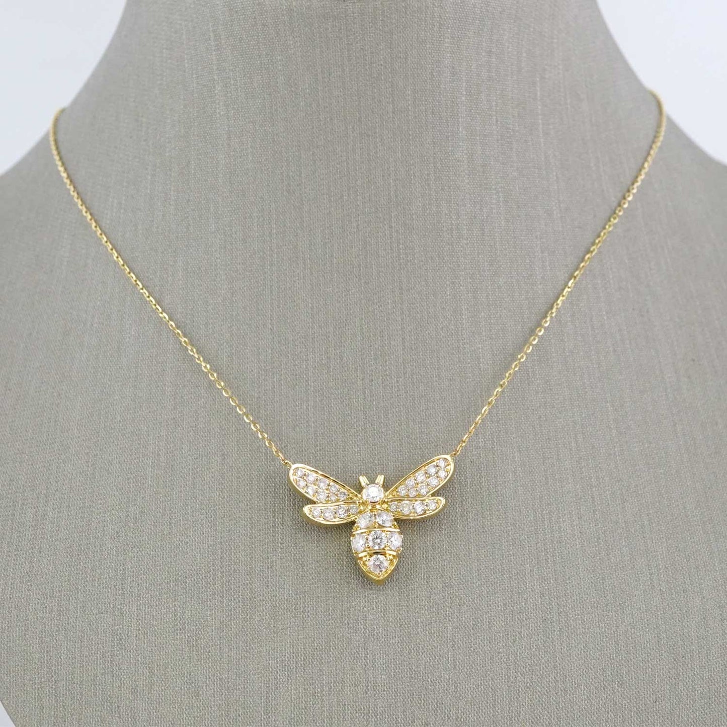 14k Yellow Gold Diamond Bee Pendant Chain image 0