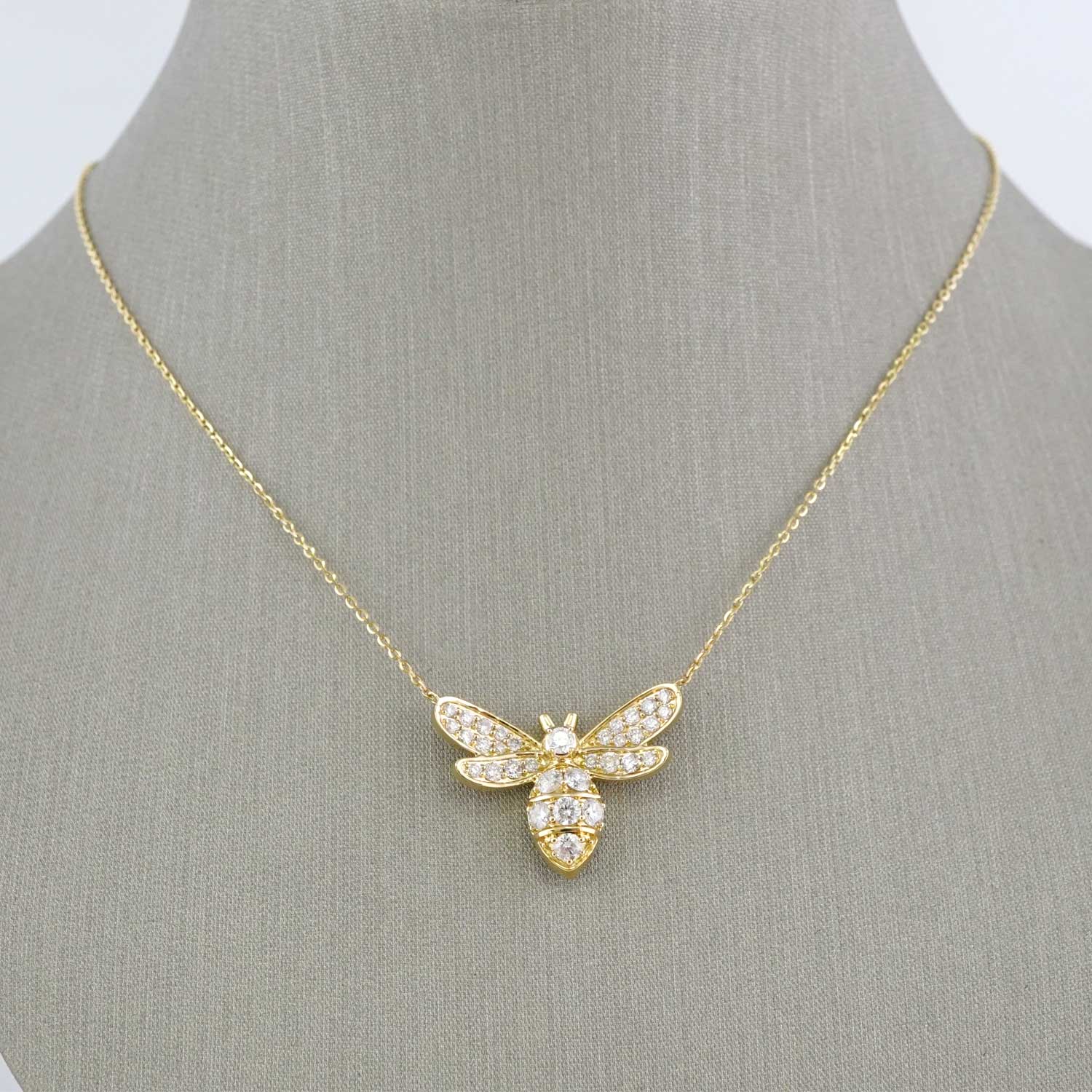14k Yellow Gold Diamond Bee Pendant Chain image 0