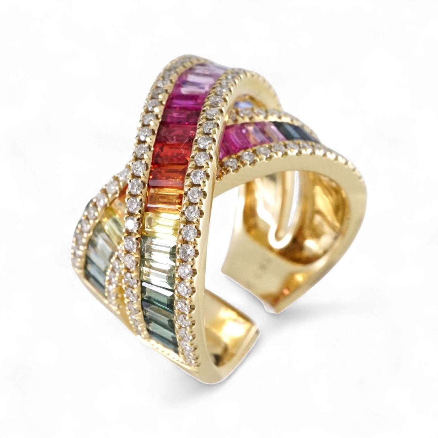 14k Yellow Gold Diamond Multi-colored Ring image 0