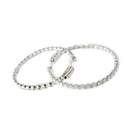 14k Diamond White Gold Hoop Earrings image 0
