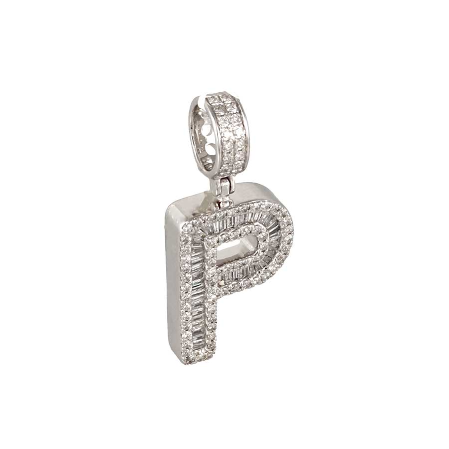 14k White Gold Diamond Letter Pendant image 2