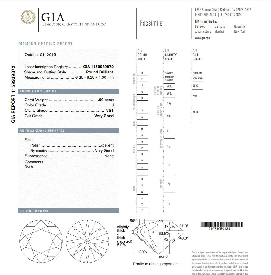 1.00 Carat Round Brilliant Natural Diamond
