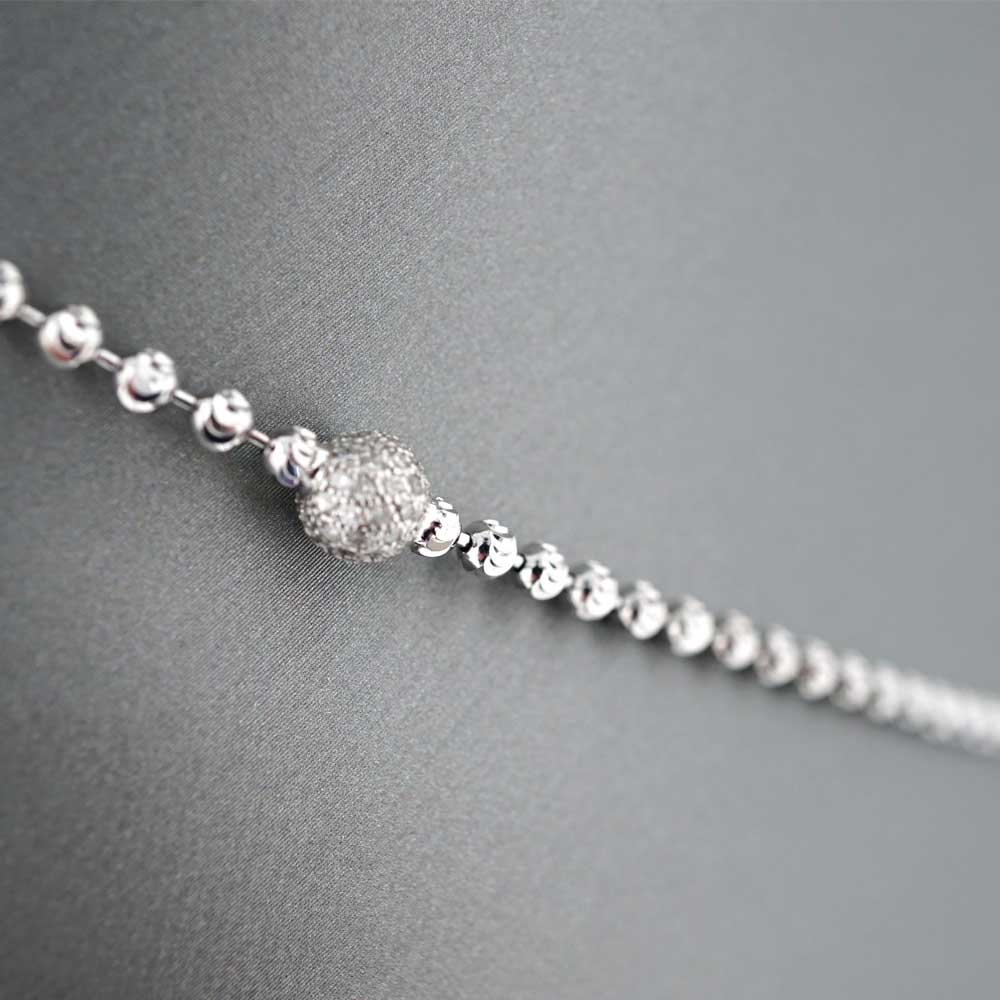 Unisex 14k White Gold Ball Chain image 1
