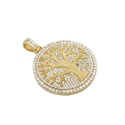 14k Yellow Gold Diamond Tree Pendant image 0