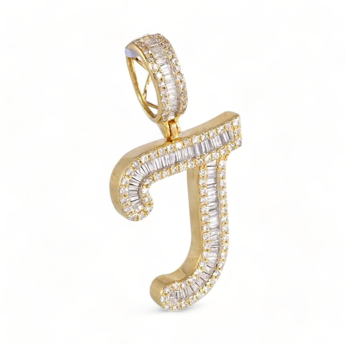 14k Gold Diamond J Letter Pendant image 0
