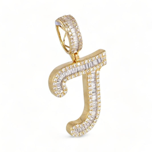14k Gold Diamond J Letter Pendant image 0