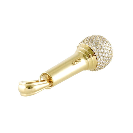 14k Gold Diamond Microphone Pendant image 0