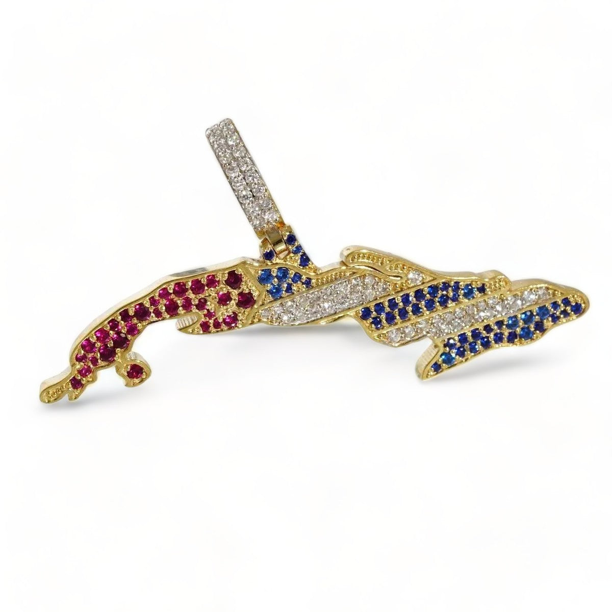 14k Gold Diamond Cuban Map Pendant image 0