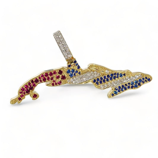 14k Gold Diamond Cuban Map Pendant image 0