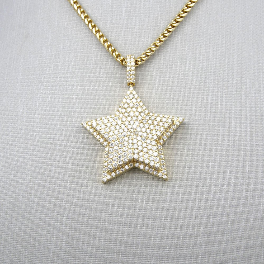 14k Yellow Gold Star Diamond Pendant image 1