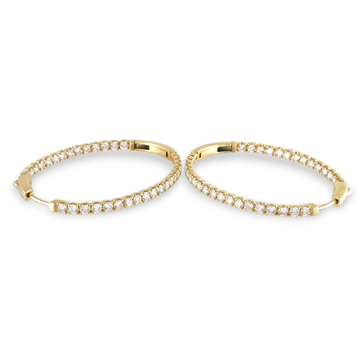 14k Diamond Gold Hoops for Women image 2