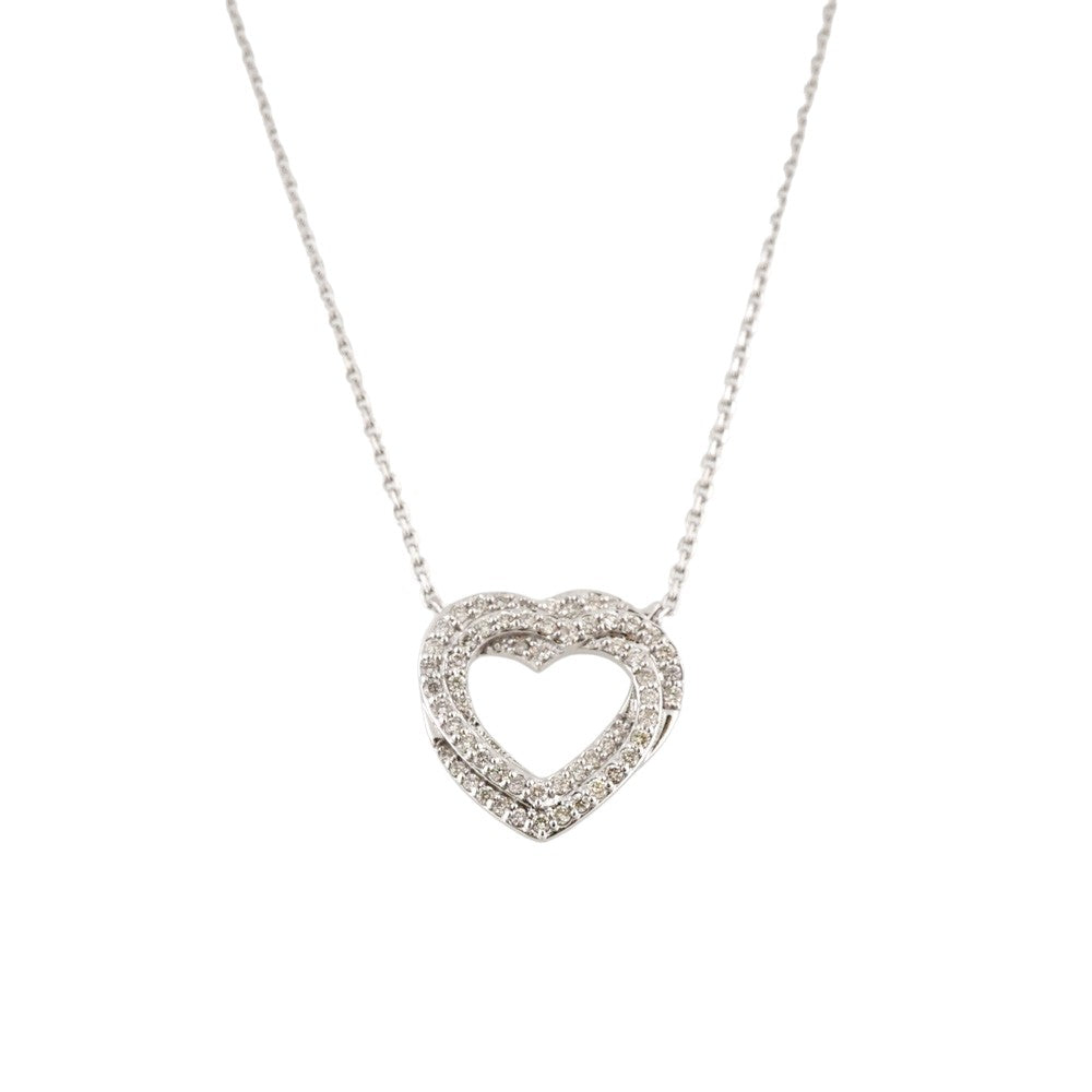 14k White Gold Diamond Heart Chain image 1