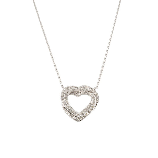 14k White Gold Diamond Heart Chain image 1