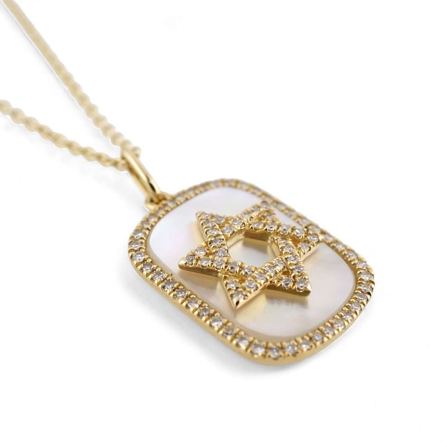 14k Yellow Gold Diamond David Star Pendant Chain image 2