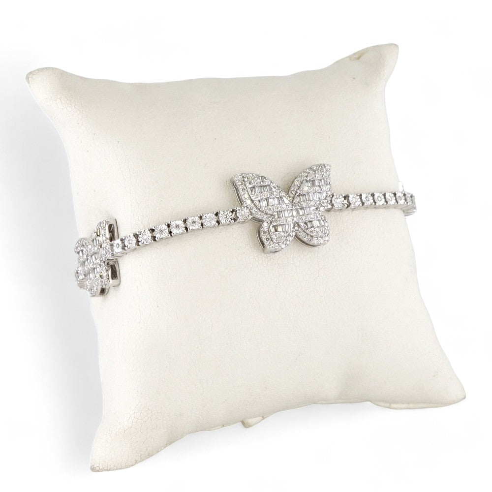 10k White Gold Diamond Butterfly Bracelet image 2