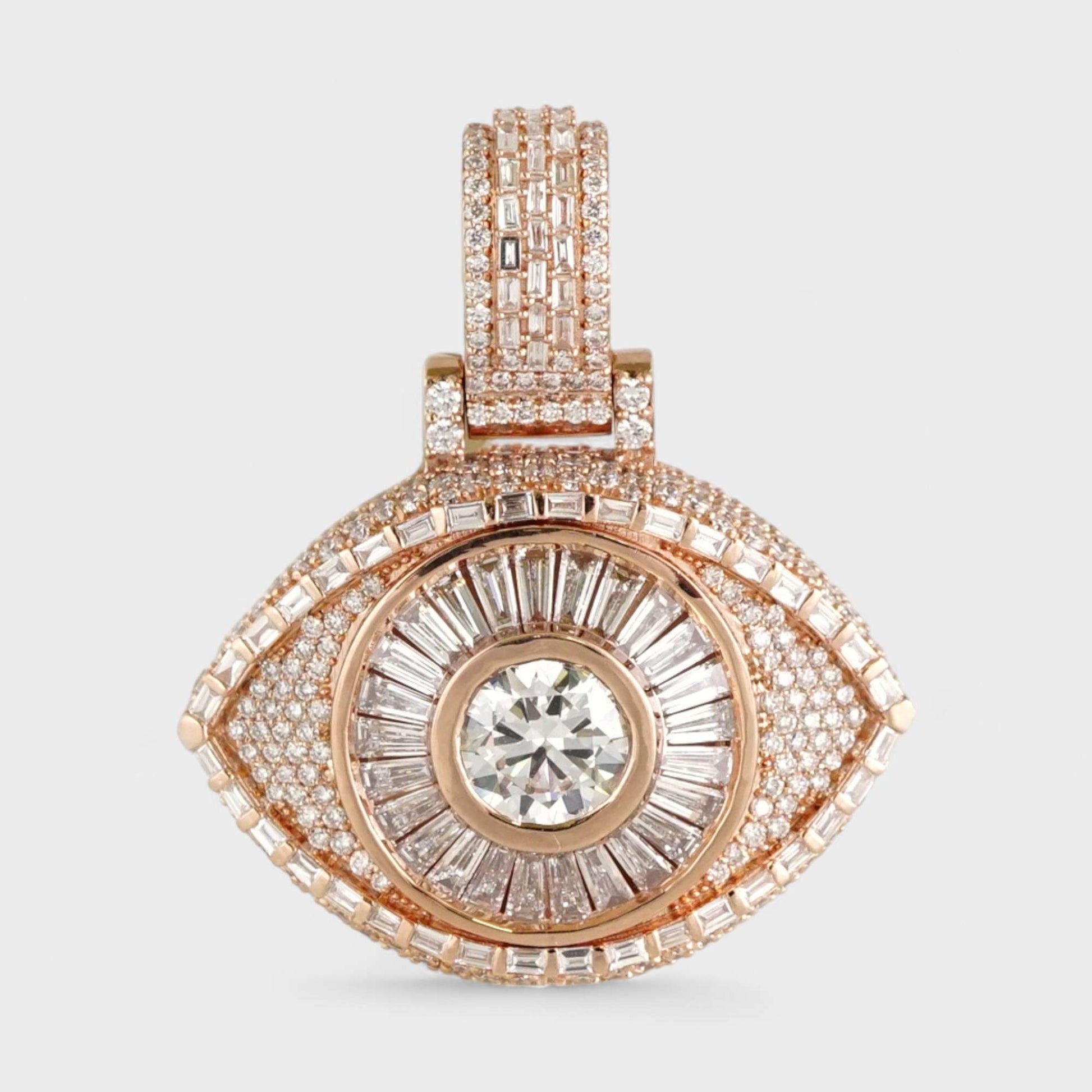 14k Rose Gold Diamond Eye Pendant image 0