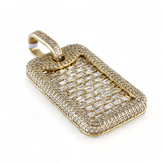 14k Gold Diamond Dog Tag Pendant image 1