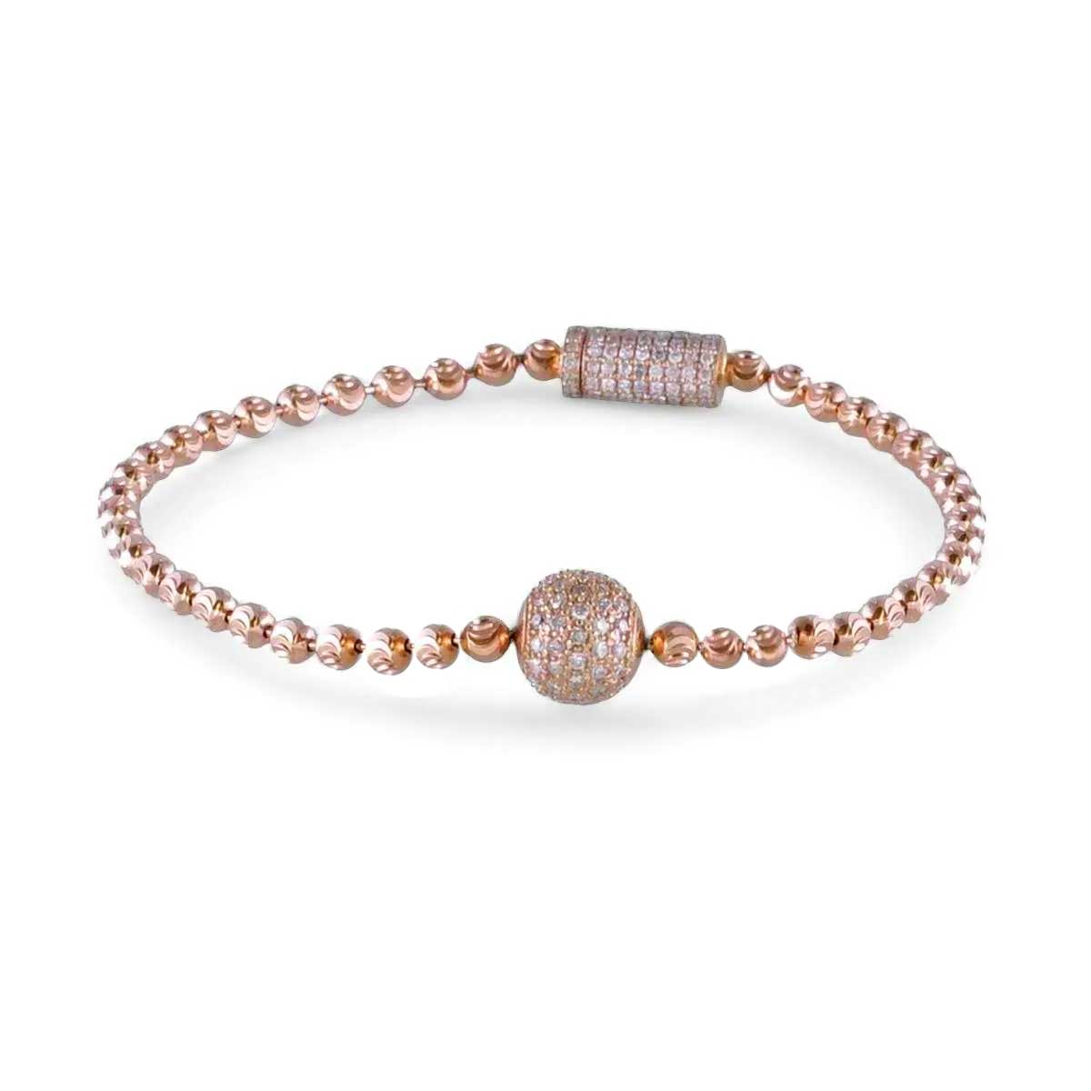 14k Gold Diamond Anti Stress Ball Bracelet - Rose Gold, 7.5 inches image