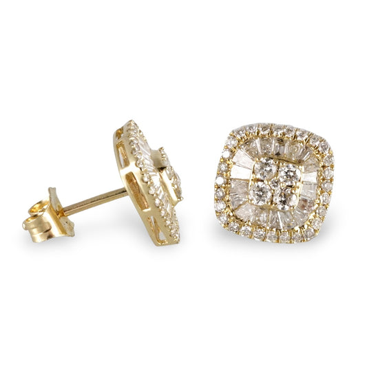 14k Yellow Gold Diamond Stud Earrings image 1