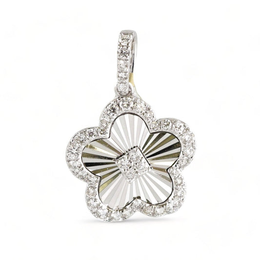 10k White Gold Diamond Clover Charm image 0