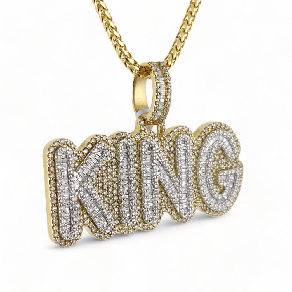 10k Gold Diamond Baguette King Pendant image 0