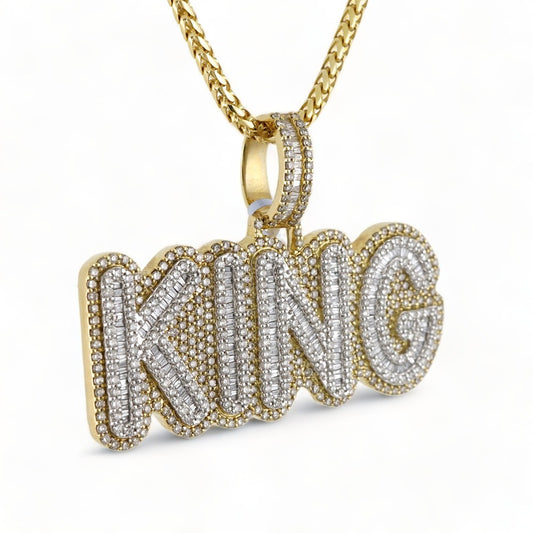 10k Gold Diamond Baguette King Pendant image 0
