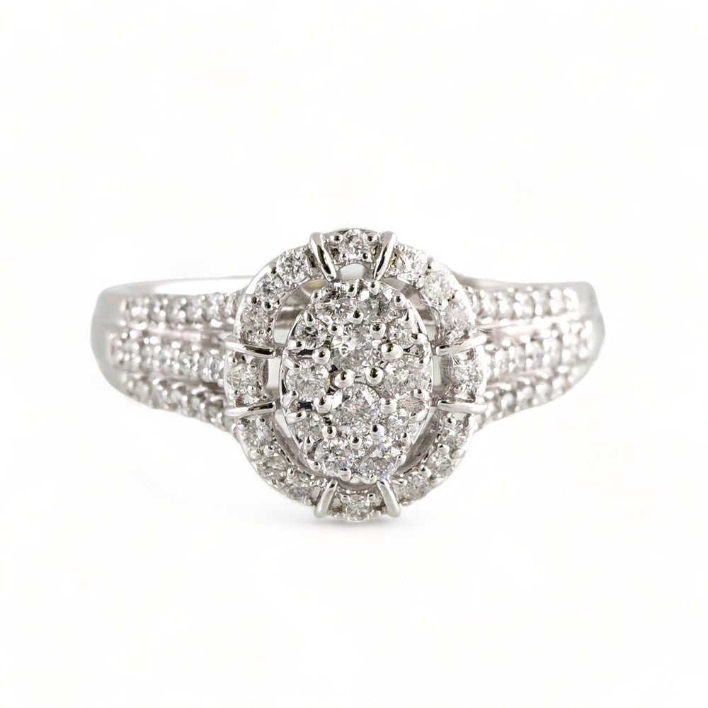 10k White Gold Diamond Round Ring image 2