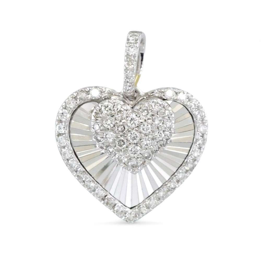 10k White Gold Diamond Heart Charm image 0