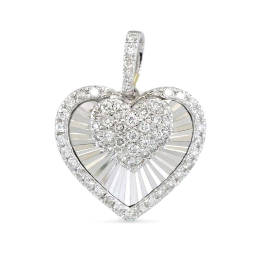 10k White Gold Diamond Heart Charm image 0