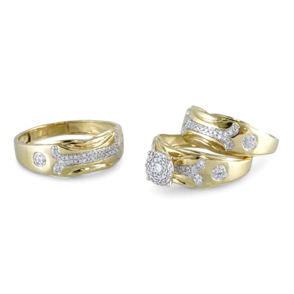 10k Yellow Gold Diamond Engagement Ring Set image 1
